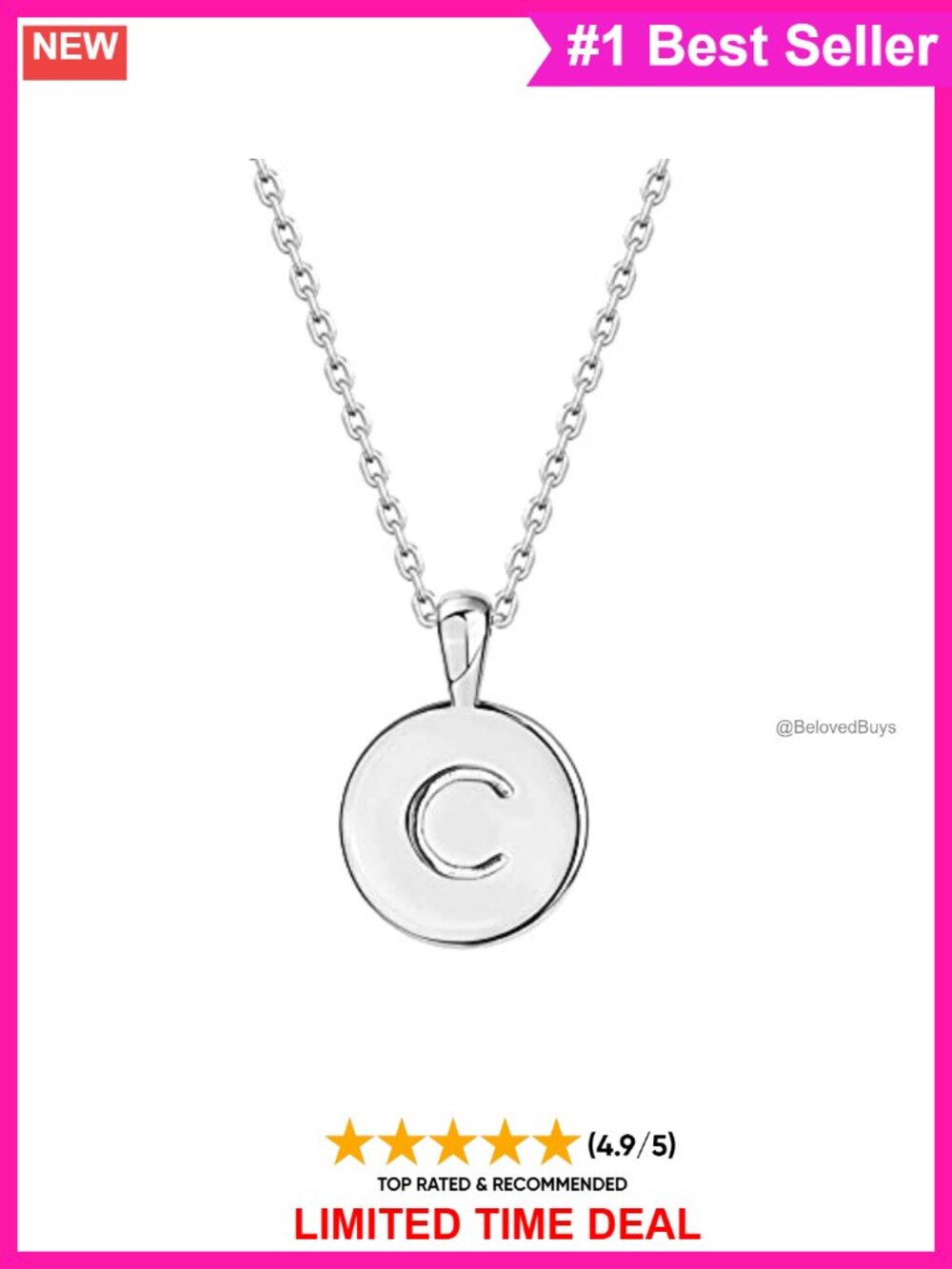 Initial Pendant Necklace 14K Gold Plated Letter Alphabet Charm